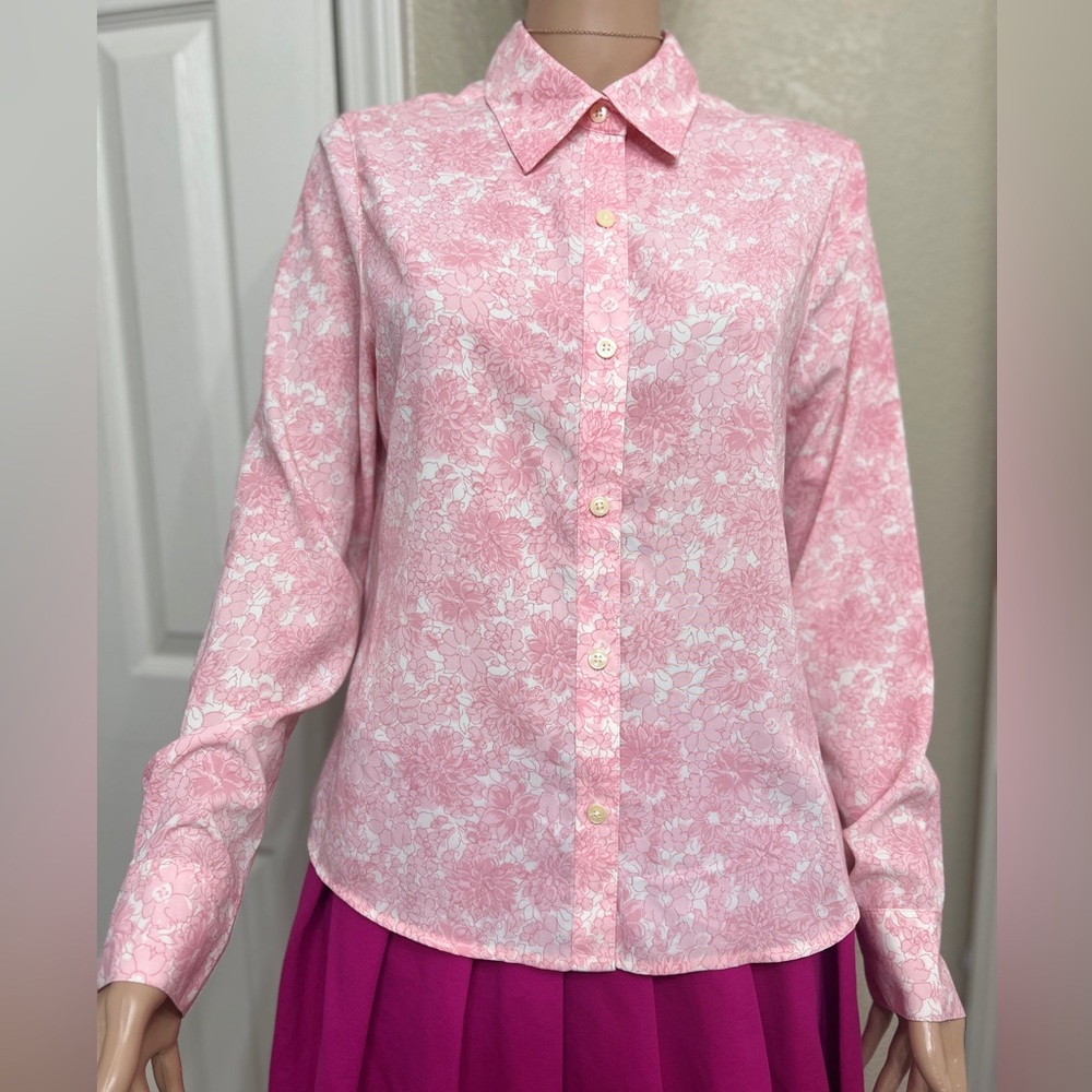 Jaclyn Smith Pink Floral Button-Down Shirt